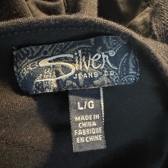 Silver Jeans Co. Black Buttoned Fitted Long Sleeve Blouse size large - Picture 7 of 8